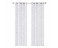 Deconovo Lot de 2 Rideaux Salon Occultants Rideaux Isolant Thermique Motif Etoile Argenté pour Chambre Fille à oeillet 117x229cm Blanc Pâle Gris - Rideaux et stores