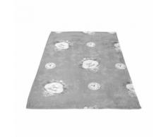 SOLEIL D' OCRE Couverture polaire microfibre Esprit de Famille - 180 x 220 cm - Gris - Linge de lit
