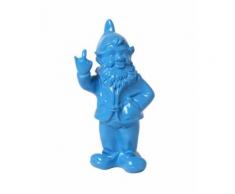 Statue en résine NAIN de jardin doigt d'honneur bleu - 33 cm - Objet à poser