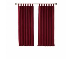 Deconovo Lot de 2 Rideaux Occultants Thermique Opaque pour Chambre Salon Design Moderne à Pattes 117x138cm Rouge Foncé - Rideaux et stores