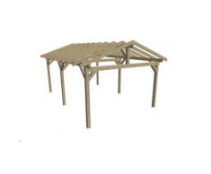 Habrita - Carport Double Avec Préparation Pour Couverture Tuile - Mobilier de Jardin