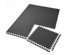 TECTAKE Tapis de Sol de Gym Sport avec 6 Dalles de Protection en Mousse 61 cm x 61 cm Noir - Gymnastique