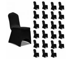 vidaXL Housses élastiques de chaise Noir 24 pcs - Textile séjour