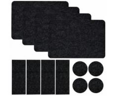 Set de Table Feutre pour 4 43x30cm Sac à Couverts Sous-verre Napperon Anthracite - Boite de rangement