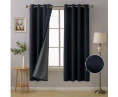 Deconovo Lot de 2 Rideaux Opaques Rideau Salon Bleu Foncé Occultants Isolants Thermique Rideau Oeillet avec Revêtement en Mousse 117x183cm - Rideaux et stores