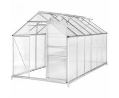 TECTAKE Serre de Jardin Polycarbonate 6,93 m² + 1 Embase en Acier - Matériel pour serre et semis