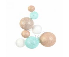 Guirlande lumineuse 10 LED Boule Céleste - L. 100 cm - Bleu et doré - Lampes