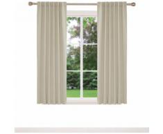 Deconovo Lot de 2 Rideaux Occultant avec Pattes Invisibles Rideaux Salon Design Moderne Rideau Balcon Intérieur 132x160cm Beige Foncé - Rideaux et stores