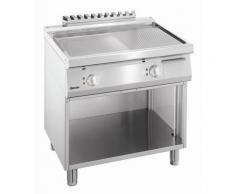 Plaque à snacker électrique avec plaque en acier 1/2 et 1/2 rainurée avec soubassement ouvert - Grillade et barbecue