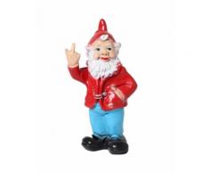 Statue en résine NAIN de jardin doigt d'honneur multicolore - 33 cm - Objet à poser