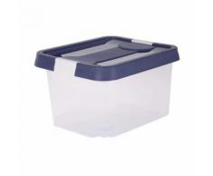 eda plastique boîte de rangement clippy 30 l - naturel avec couvercle bleu et poignées blanc cérusé - 45,3 x 37,4 x 26,4 cm - Boite de rangement