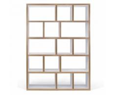 Paris Prix - Temahome - étagère Bibliothèque berlin 5 Niveaux 150cm Blanc Mat & Contreplaqué - Étagère