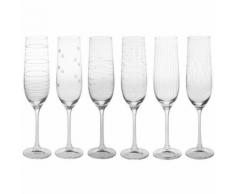 Flûte à champagne cristallin transparent motifs gravés 19cl - Coffret de 6 GRAPHIK - Verrerie