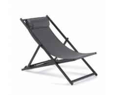 Chilienne en aluminium anthracite et textilène gris Lota - Mobilier de Jardin
