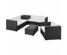 TecTake Canapé de jardin PISE 5 places avec coffre de rangement - noir - Mobilier de Jardin