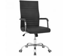 Meelady Chaise de Bureau avec 5 Roulettes et Hauteur Ajustable en Cuir Artificiel 55x63 cm Noir - Chaise