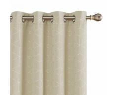 Deconovo Lot de 2 Oeillets Rideaux Occultants Beige Foncé Rideau Occultant Thermiques Imprimés Argents pour Enfant Rideaux Chambre 132x183cm - Rideaux et stores