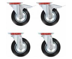 vidaXL 12x Roulettes Roues Fixes pour Chariot Roulant Roulettes Pivotantes Panier d'Achat Etagère à Livre Tables de Travail Capacité de 80 kg 100 mm - Accessoires pour meubles