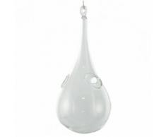L'Héritier Du Temps - Goutte d'eau soliflore globe à suspendre porte fleur porte plante en verre 9x9x22cm - Verrerie