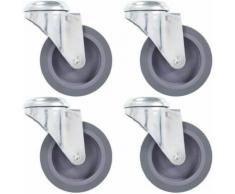 vidaXL 4x Roulettes Pivotantes à Trou de Boulon Roulette de Mobilier Meuble Chariot Roulant Etagère à Livre Capacité de 60 kg 100 mm - Accessoires pour meubles