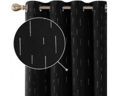 Deconovo Lot de 2 Rideau Occultant Lumière Rideau Phonique Anti Bruit à Oeillets avec Motif Météore Argents Imprimés pour Salon 140x175cm Noir - Rideaux et stores