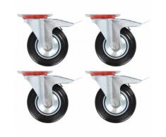 vidaXL 16x Roulettes Pivotantes Roues Fixes pour Chariot Roulant Etabli Panier d'Achat Etagère à Livre Tables de Travail Capacité de 100 kg 125 mm - Accessoires pour meubles