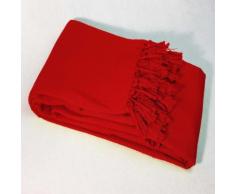 Jete de canape a franges 180 x 220 cm coton tisse lana Rouge - Rideaux et stores
