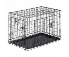 Ferplast Cage de transport pliable pour chiens DOG-INN 75, enclos pour chiots, transport en métal séparation inclus, porte double avec fermeture de sécurité, 77,4 x 48,5 x h 54,6 cm Noir - Paniers et mobilier pour chien