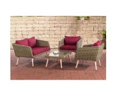 Salon de Jardin lounge Trosa 5 mm en polyrotin nature , 40 cm (Hellbraun)/Rouge rubis - Mobilier de Jardin
