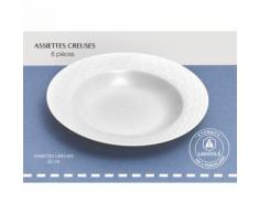 Lot de 6 assiettes creuses 22 cm en porcelaine blanc ETERNITY Qualité Pro - Ustensile de cuisine