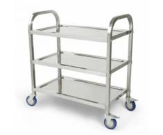 Chariot de Cuisine - 3 étages en Acier Inoxydable de Service Traiteur Clearing Chariot sur Roue pour hôtel Restaurant et la Maison, 95×55×90 cm - Desserte