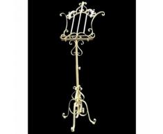 L'Héritier Du Temps - Présentoir porte menu sur pied ou lutrin porte partition à volutes en fer patiné blanc 6,5x53x172cm - Objet à poser