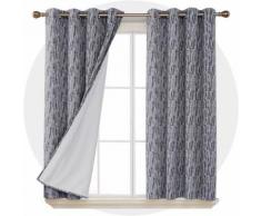 Deconovo Lot de 2 Rideaux Occultant Chambre Total Jacquard 140x180cm Bleu Marine Rideau Intérieur Salon Thermique Anti Chaleur Froid Cuisine - Rideaux et stores