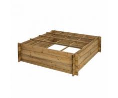 ekju carré potager 16 séparations en pin fsc teinté brun - 350 l - 120 x 120 x 35 cm - Jardinières et bacs