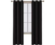 Deconovo Lot de 2 Rideaux Occultants Isolants Thermique Rideaux Salon Design Moderne Rideau Fenêtre Chambre Noir 107x229cm - Rideaux et stores