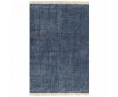 vidaXL Tapis Kilim Coton 160 x 230 cm Bleu - Tapis et paillasson
