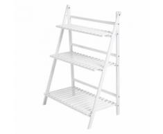 Escalier Etagère Meuble Etagère pour plantes en bois - blanc - Jardinières et bacs