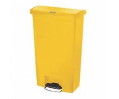 Poubelle à pédale frontale large jaune 68l slim jim step-on - Poubelle
