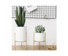 TEMPSA Céramique Fleur Plante Succulent Pot et Or Grille Jardin Afficher Supporter Titulaire Décor Bassin moyen - Jardinières et bacs