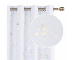 Deconovo Lot de 2 Rideau Occultant à Oeillets Rideaux Enfants Rideaux Thermiques Isolants Anti Froid Rideaux avec Motif pour Chambre 132x160cm Blanc Pâle Gris - Rideaux et stores