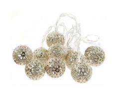 The Home Deco Light - Guirlande lumineuse orientale en métal 10 leds Argent - Lampes