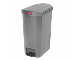 Poubelle à pédale frontale étroite 50l grise slim jim end step on - Poubelle