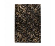Paris Prix - Tapis Marbré à Poils Longs bijou Noir & Or - 80 x 150 cm - Tapis et paillasson