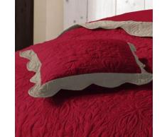 Housse de coussin +encart 45 x 45 cm microfibre bicolore emma Rouge/Taupe - Linge de lit