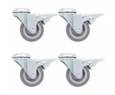 vidaXL 8x Roulettes Pivotantes à Trou de Boulon à Double Frein Fixes Roues Fixes pour Etabli Meuble Chariot Roulant Etagère à Livre Capacité de 45 kg 75 mm - Accessoires pour meubles