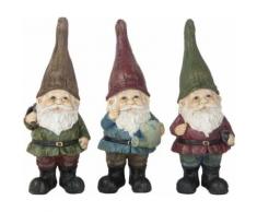 True To Nature - Nain de jardin assortis en résine (Lot de 3) 25 cm - Décoration d'extérieur