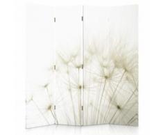 Feeby Paravent décoratif, Diviseur de pièce pivotant 4 panneaux, Pissenlit blancs 145x150 cm - Objet à poser