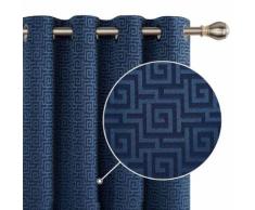 Deconovo Lot de 2 Motif Isolation Occultant Rideaux Occultants Bleu Marine Thermique Oeillets Solide en Tissu Jacquard Couche de Mousse pour Décoration Rideau Salon 132 x 183cm - Rideaux et stores