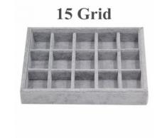 8 Type exquis velours bijoux affichage organisateur plateau anneaux 15 plaque de grille - Bijoux
