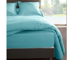 Drap housse percale Méline 2 LABELISSIM 90 x 190 cm Bleu Lagon - Linge de lit
